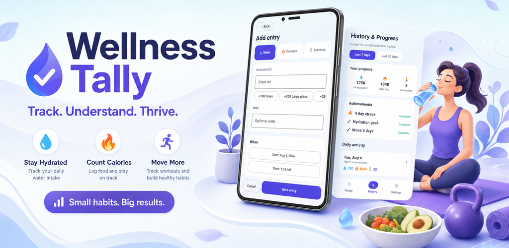 Wellness Tally app preview banner